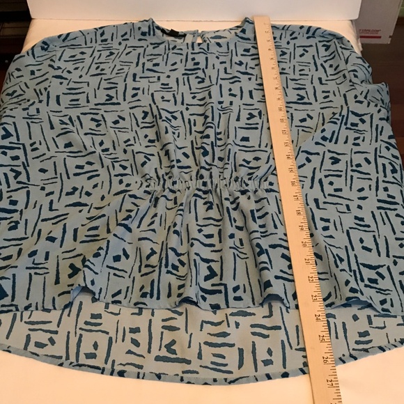 ALFANI Crew Neck Flare Long Sleeve Blouse Blue High Low Hem Women’s Plus Size 1X - Picture 13 of 16